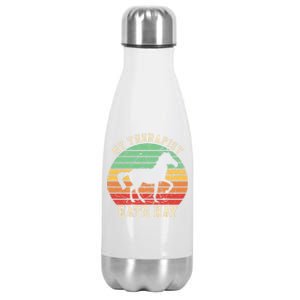 My Therapist Eats Hay Funny Horseback Riding Retro Gift Stainless Steel Insulated Water Bottle