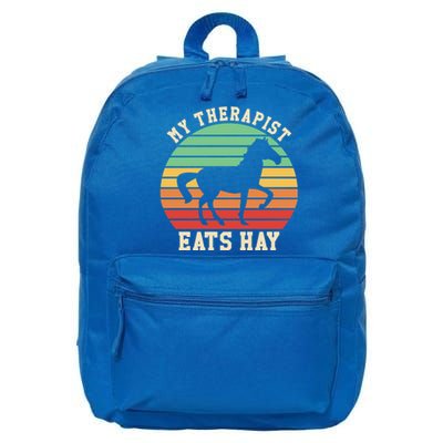 My Therapist Eats Hay Funny Horseback Riding Retro Gift 16 in Basic Backpack