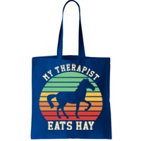 My Therapist Eats Hay Funny Horseback Riding Retro Gift Tote Bag