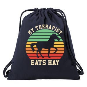 My Therapist Eats Hay Funny Horseback Riding Retro Gift Drawstring Bag