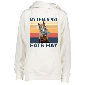 My Therapist Eats Hay Funny Horse Lover Womens Funnel Neck Pullover Hood