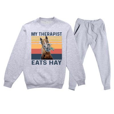 My Therapist Eats Hay Funny Horse Lover Premium Crewneck Sweatsuit Set