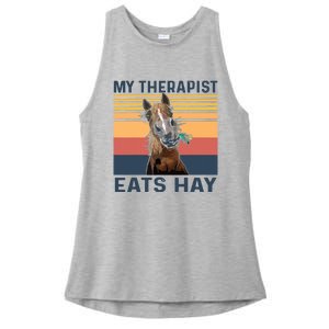 My Therapist Eats Hay Funny Horse Lover Ladies PosiCharge Tri-Blend Wicking Tank