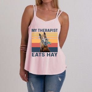 My Therapist Eats Hay Funny Horse Lover Women's Strappy Tank