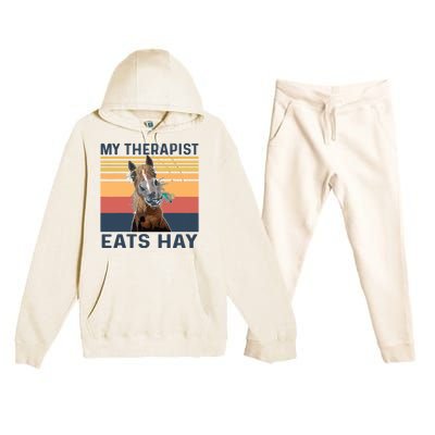 My Therapist Eats Hay Funny Horse Lover Premium Hooded Sweatsuit Set