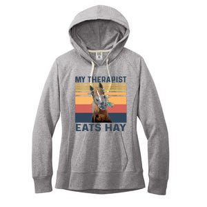 My Therapist Eats Hay Funny Horse Lover Women's Fleece Hoodie