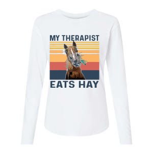 My Therapist Eats Hay Funny Horse Lover Womens Cotton Relaxed Long Sleeve T-Shirt