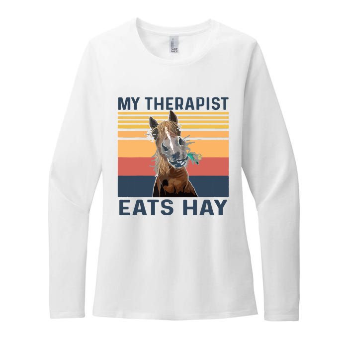 My Therapist Eats Hay Funny Horse Lover Womens CVC Long Sleeve Shirt