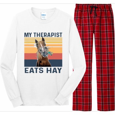 My Therapist Eats Hay Funny Horse Lover Long Sleeve Pajama Set