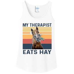 My Therapist Eats Hay Funny Horse Lover Ladies Essential Tank