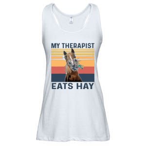 My Therapist Eats Hay Funny Horse Lover Ladies Essential Flowy Tank