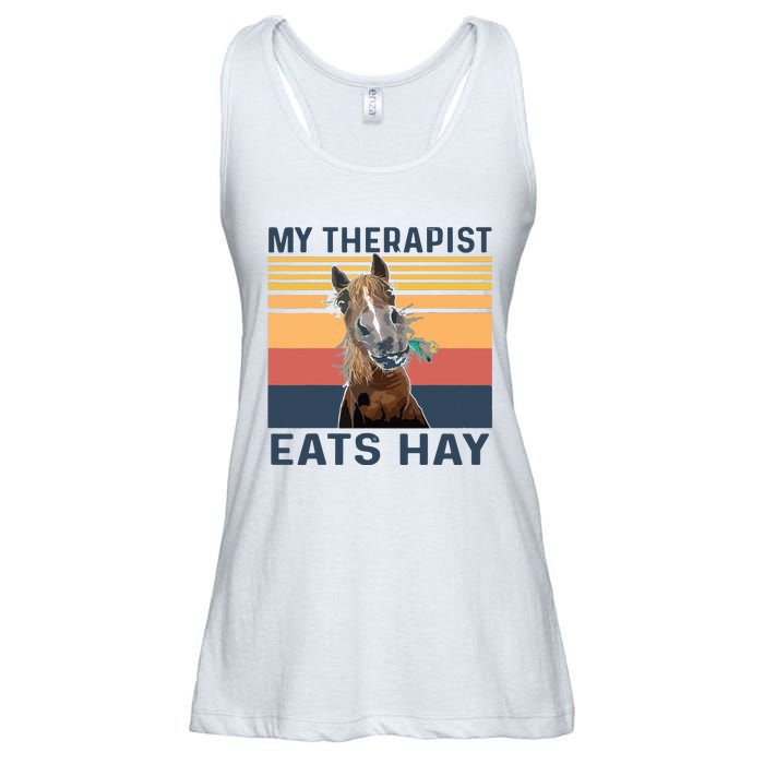 My Therapist Eats Hay Funny Horse Lover Ladies Essential Flowy Tank