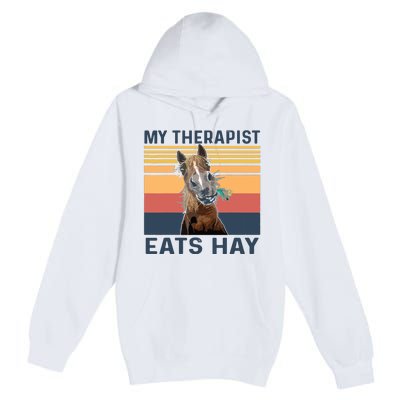 My Therapist Eats Hay Funny Horse Lover Premium Pullover Hoodie