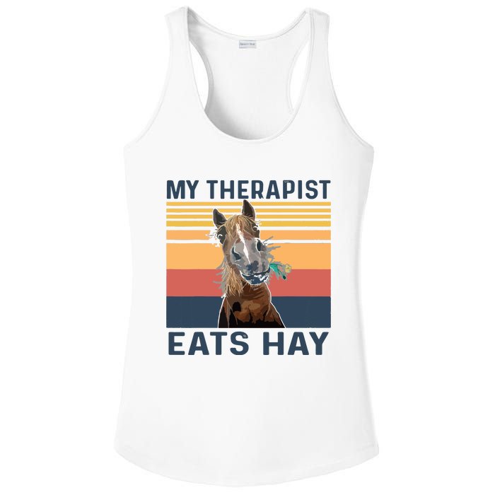 My Therapist Eats Hay Funny Horse Lover Ladies PosiCharge Competitor Racerback Tank