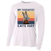 My Therapist Eats Hay Funny Horse Lover Cooling Performance Long Sleeve Crew