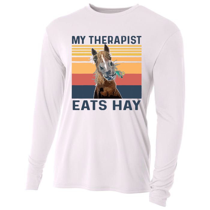 My Therapist Eats Hay Funny Horse Lover Cooling Performance Long Sleeve Crew