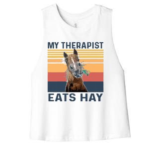 My Therapist Eats Hay Funny Horse Lover Women's Racerback Cropped Tank