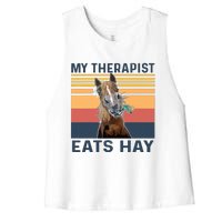 My Therapist Eats Hay Funny Horse Lover Women's Racerback Cropped Tank