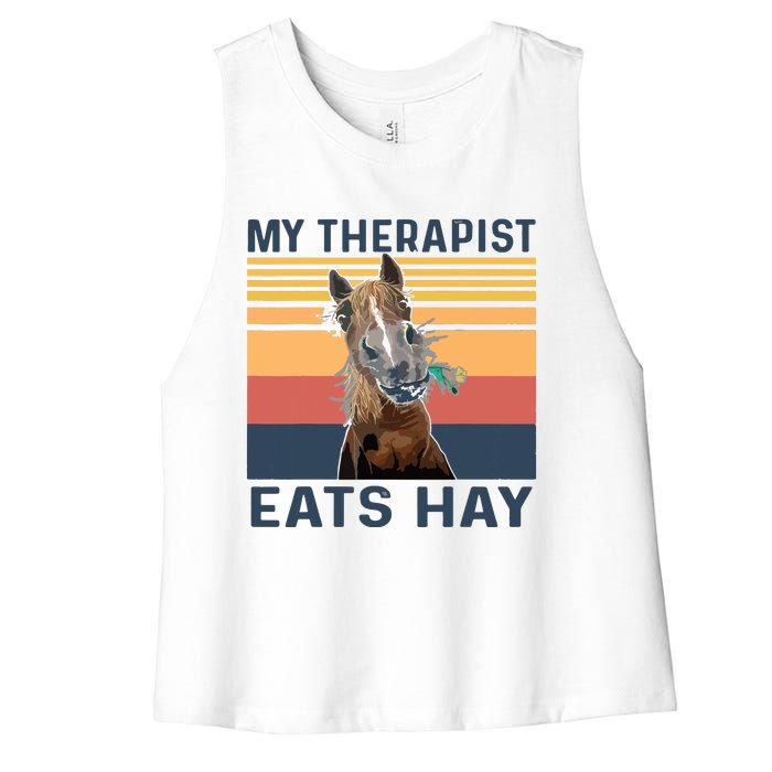 My Therapist Eats Hay Funny Horse Lover Women's Racerback Cropped Tank