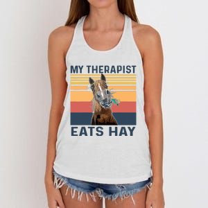 My Therapist Eats Hay Funny Horse Lover Women's Knotted Racerback Tank