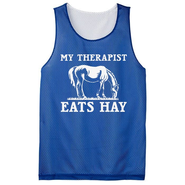 My Therapist Eats Hay Grazing Horse Equestrian Mesh Reversible Basketball Jersey Tank