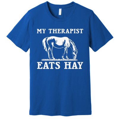 My Therapist Eats Hay Grazing Horse Equestrian Premium T-Shirt