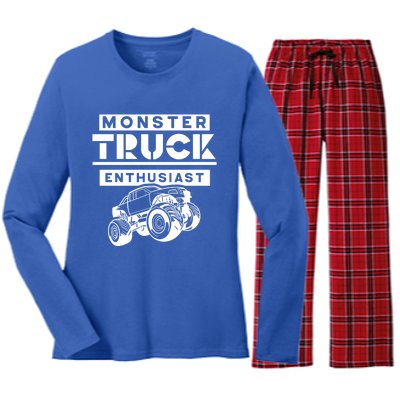 Monster Truck Enthusiast Lover Driver Trucks Driving Gift Women's Long Sleeve Flannel Pajama Set 