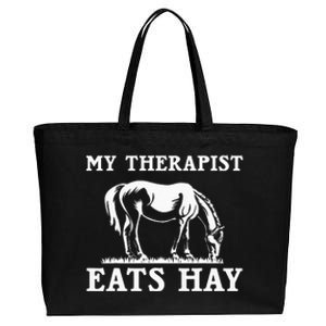 My Therapist Eats Hay Grazing Horse Equestrian Cotton Canvas Jumbo Tote