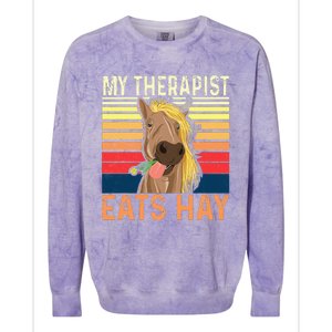 My Therapist Eats Hay Horse Lover Equestrian Horse Rider Colorblast Crewneck Sweatshirt