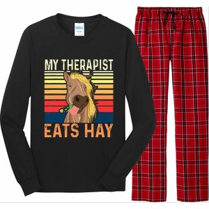 My Therapist Eats Hay Horse Lover Equestrian Horse Rider Long Sleeve Pajama Set