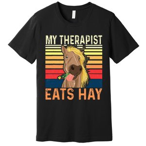 My Therapist Eats Hay Horse Lover Equestrian Horse Rider Premium T-Shirt