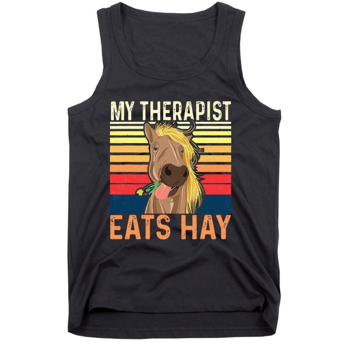 My Therapist Eats Hay Horse Lover Equestrian Horse Rider Tank Top