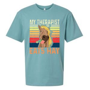 My Therapist Eats Hay Horse Lover Equestrian Horse Rider Sueded Cloud Jersey T-Shirt