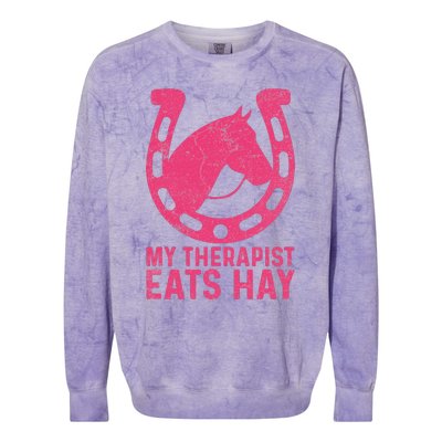 My Therapist Eats Hay Horse Equestrian Lover Colorblast Crewneck Sweatshirt