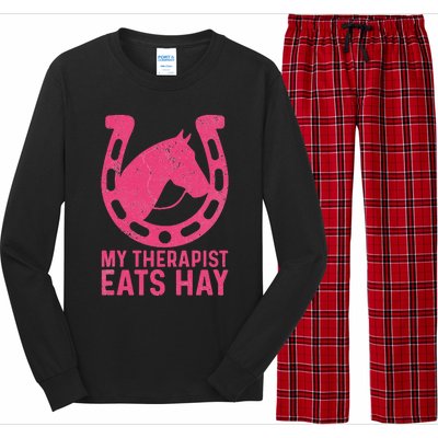 My Therapist Eats Hay Horse Equestrian Lover Long Sleeve Pajama Set