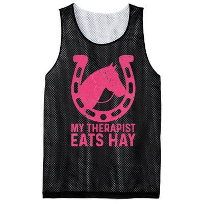 My Therapist Eats Hay Horse Equestrian Lover Mesh Reversible Basketball Jersey Tank