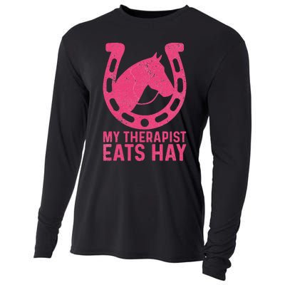 My Therapist Eats Hay Horse Equestrian Lover Cooling Performance Long Sleeve Crew