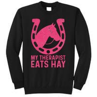 My Therapist Eats Hay Horse Equestrian Lover Tall Sweatshirt