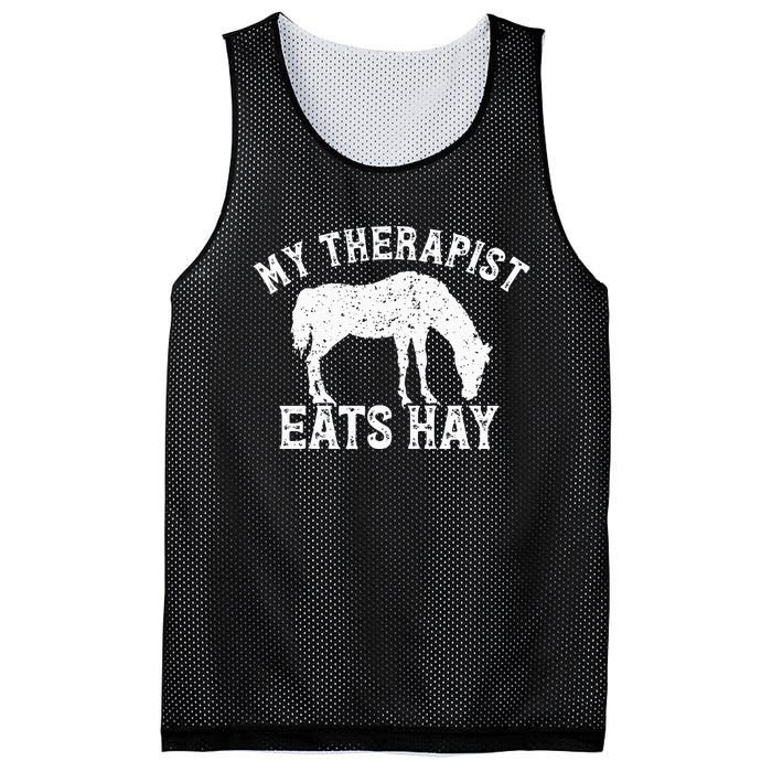 My Therapist Eats Hay Gift For Horseback Riders Horse Themed Mesh Reversible Basketball Jersey Tank