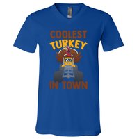 Monster Truck Funny Coolest Turkey In Town Thanksgiving Gift V-Neck T-Shirt