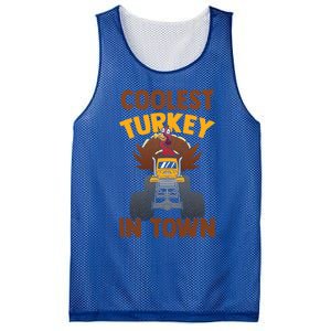 Monster Truck Funny Coolest Turkey In Town Thanksgiving Gift Mesh Reversible Basketball Jersey Tank