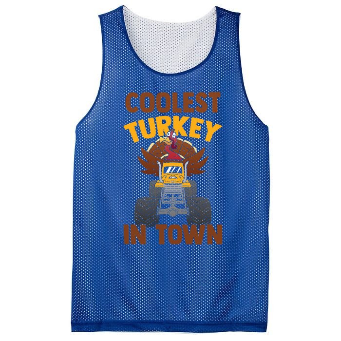 Monster Truck Funny Coolest Turkey In Town Thanksgiving Gift Mesh Reversible Basketball Jersey Tank