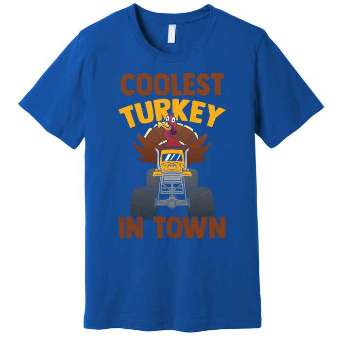 Monster Truck Funny Coolest Turkey In Town Thanksgiving Gift Premium T-Shirt