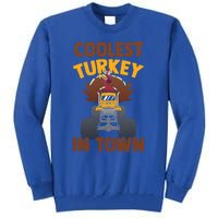 Monster Truck Funny Coolest Turkey In Town Thanksgiving Gift Tall Sweatshirt