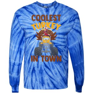 Monster Truck Funny Coolest Turkey In Town Thanksgiving Gift Tie-Dye Long Sleeve Shirt