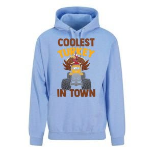 Monster Truck Funny Coolest Turkey In Town Thanksgiving Gift Unisex Surf Hoodie