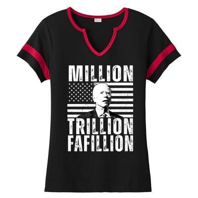 Million Trillion Fafillion Confused Biden Funny Ladies Halftime Notch Neck Tee