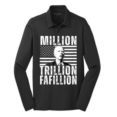 Million Trillion Fafillion Confused Biden Funny Silk Touch Performance Long Sleeve Polo