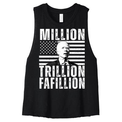 Million Trillion Fafillion Confused Biden Funny Women's Racerback Cropped Tank