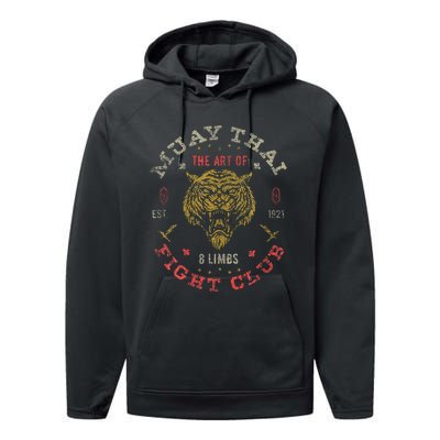 Muay Thai Fighter Twin Tiger Art Of 8 Limbs Performance Fleece Hoodie